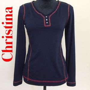 V Christina Beaded Trim Embellished Knit Top